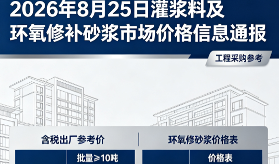谢岗镇2026年8月25日灌浆料及环氧修补砂浆市场价格信息通报